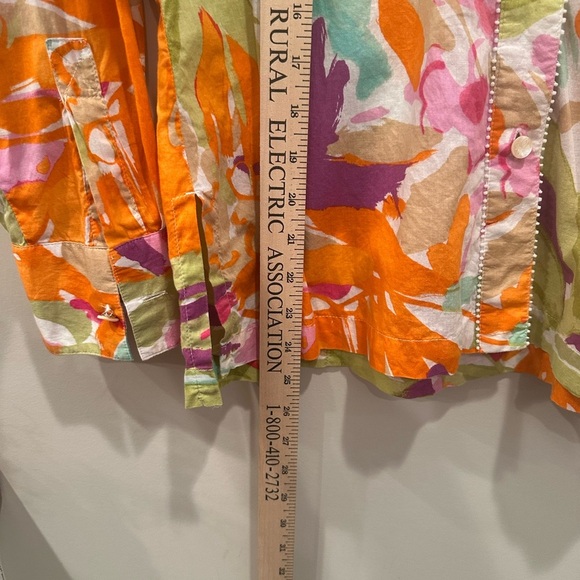 Sigrid Olsen Multicolor Floral Blouse Elegant Colorful Mature Pearl Detail Sz SP - Picture 4 of 10